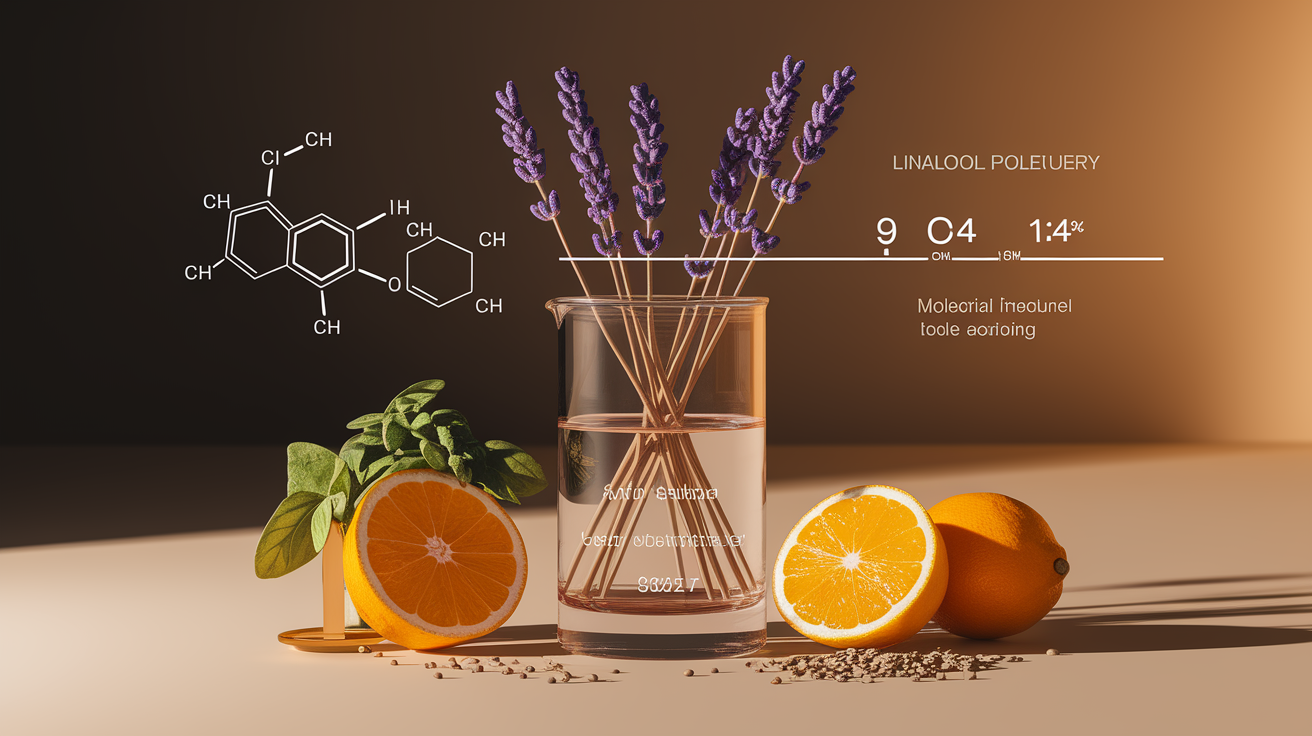 Linalool molecule structure and longevity timeline